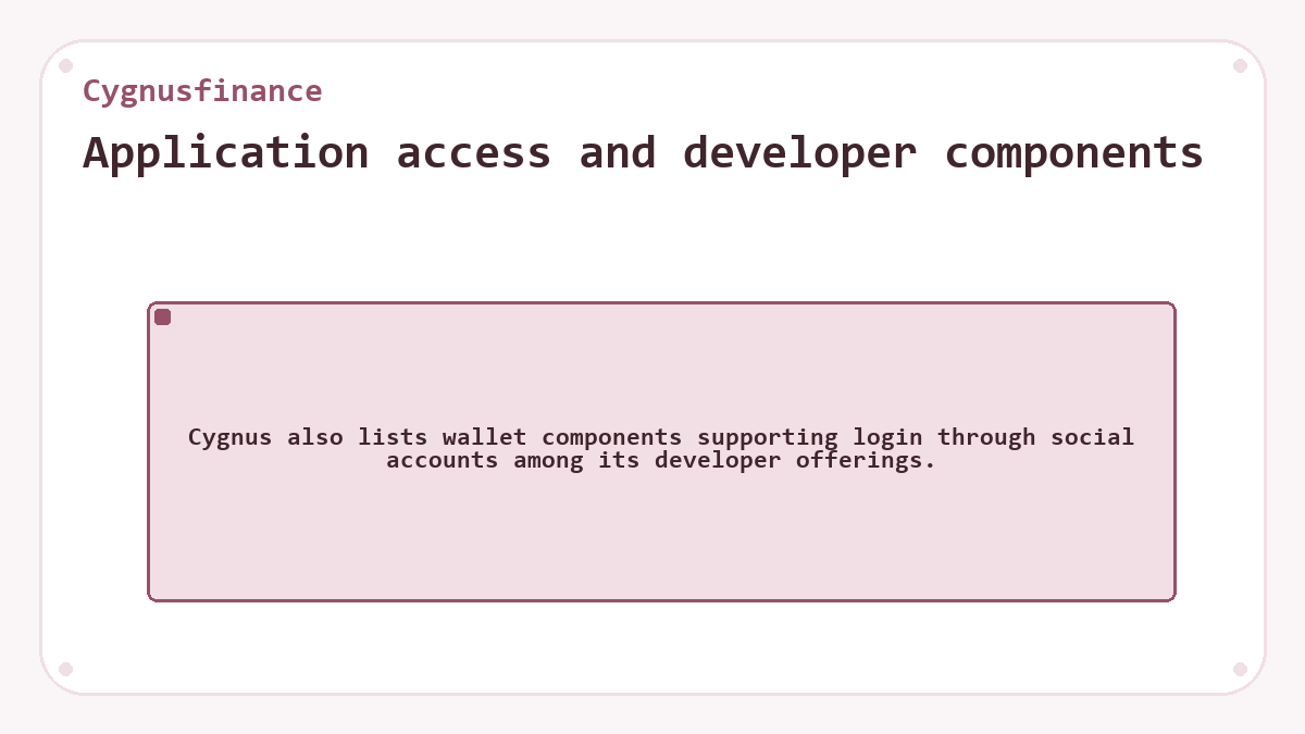 Application access and developer components (Cygnusfinance)